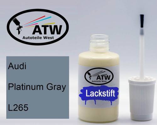 Audi, Platinum Gray, L265: 20ml Lackstift, von ATW Autoteile West.